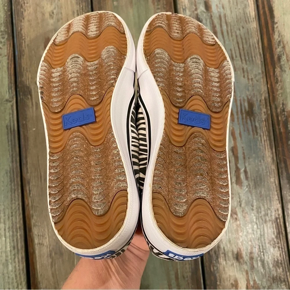 Keds Double Decker Zebra Canvas Slip On Shoes Womens Size 5 Dream Foam Sneakers